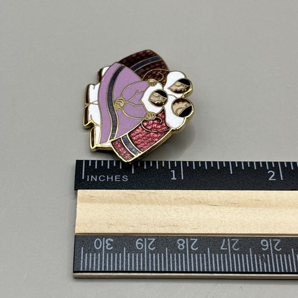 Artique LTD Barbara Lavallee Alaskan Cloisonne Brooch Pin ~ Three Native Women - Picture 5 of 5